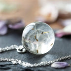 Dandelion Crystal Ball Pendant Necklace — Titanium