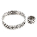 10MM Wide Watch Strap Chain Bracelet Men Luxury Gold Color Stainless Steel Bracelets For Women Finger Ring Men's Single