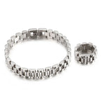 10MM Wide Watch Strap Chain Bracelet Men Luxury Gold Color Stainless Steel Bracelets For Women Finger Ring Men's Single