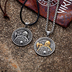 Spartan Warrior Axe Pendant Necklace — Gold-Tone Steel