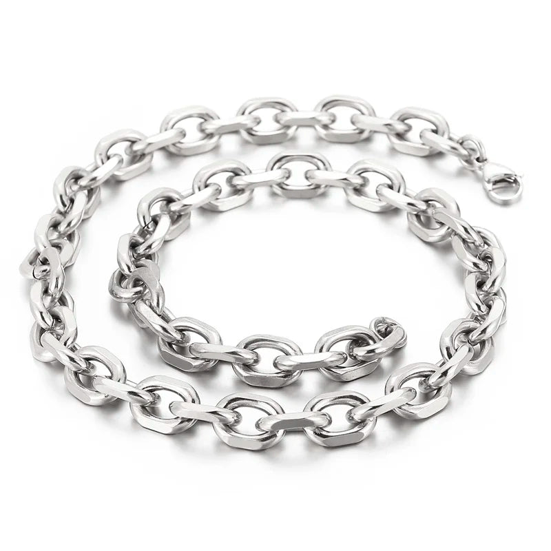 Kalen Gold/Silver Color O-Chain Geometric Stitching Necklace Men's Stainless Steel Jewelry Wholesale