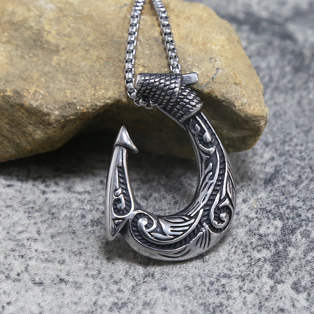 Viking Anchor Hook Pendant — Stainless Steel