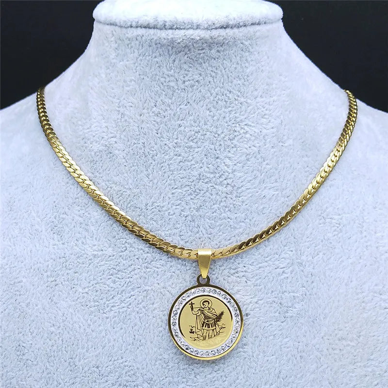 Iced Out Archangel Pendant Necklace — Stainless Steel
