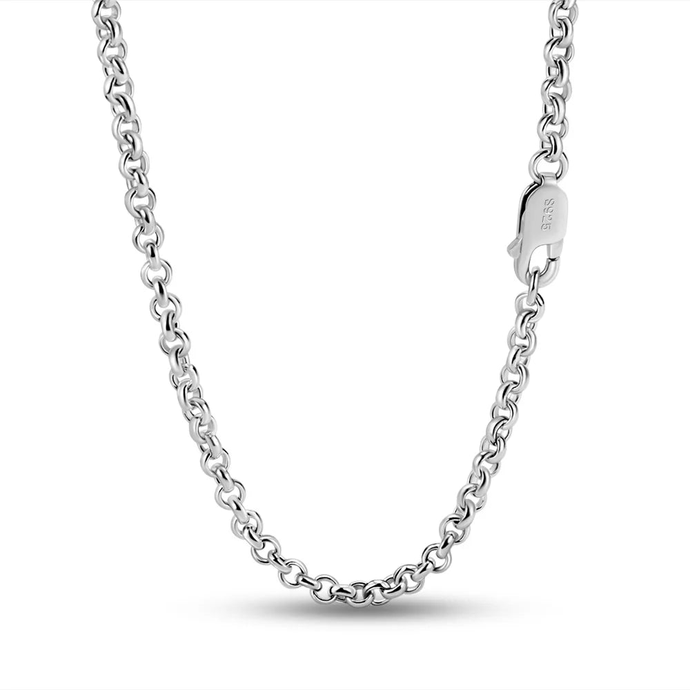 Rolo Chain Necklace 3mm for Men — Silver-Tone, 18 to 28 Inch