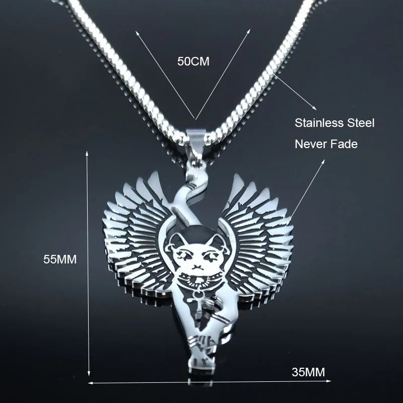 Egyptian Bastet Cat Pendant — Stainless