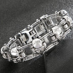 Punk Man Bracelet Skull 21MM Cycling Bicycle Link Chain Men's Bracelets Solid Stainless Steel Gothic Biker Jewelry