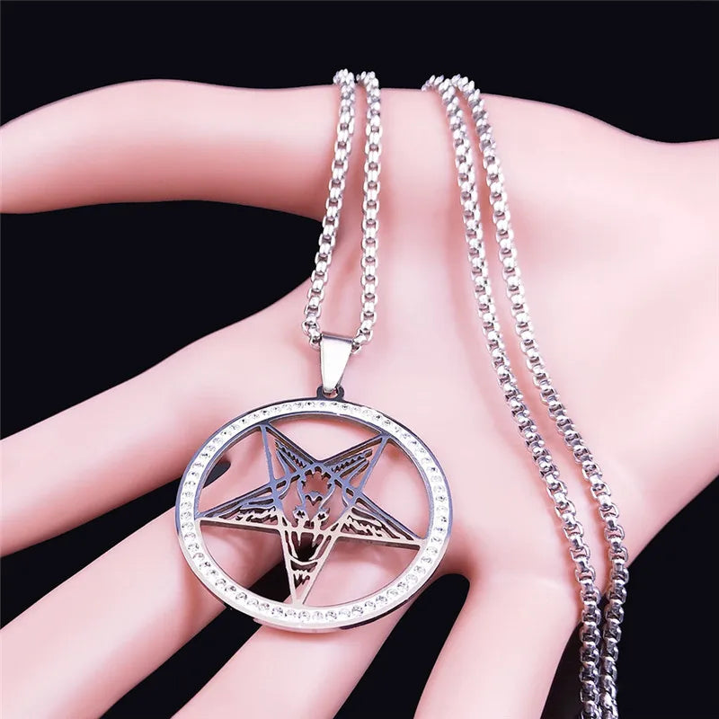 Skull Star Silver Pendant Necklace — Stainless Steel