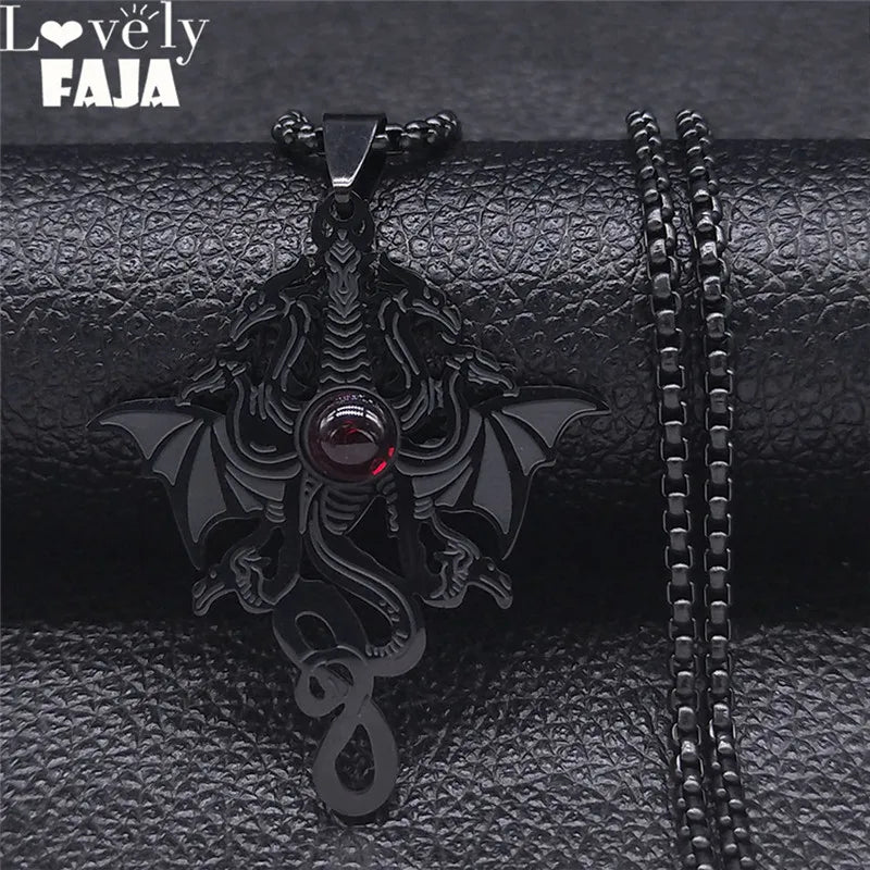 Viking Dragon Stainless Steel Pendant Necklace