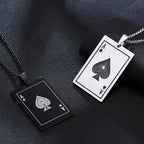 Vnox Lucky Ace of Spades Men Necklaces Jewelry,Stainless Steel Poker A Pendant,Rock Punk Casino Good Fortune Collar