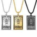 Dawapara Skeleton Tarot Necklace Amulet Marigold Tarot Card Major Arcana Necklaces Halloween Gift Stainless Steel