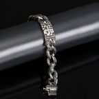 17MM Wide On Hand Cuban Link Chain Bracelet for Man Retro Stainless Steel Men's Cross Bracelets Cool Male Jewelry