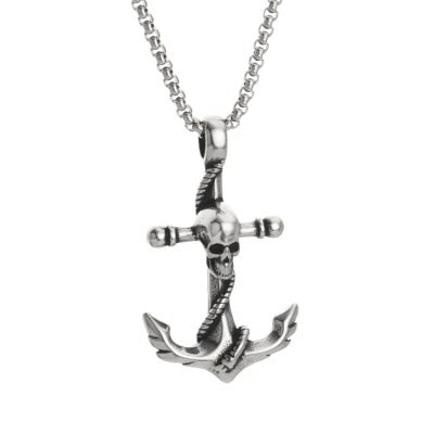 Skull Anchor Pendant — 316L Stainless Steel
