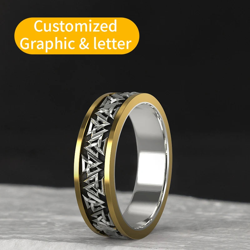 925 Silver Nordic Viking Ring Trendy Valknut Ring Silver Welding Copper Rune Tail Ring Fashion Jewelry