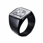 Monogram Black Signet Ring — Stainless Steel