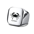 Vnox 18mm Signet Ring For Men Women, The Zodiac 12 Horoscope Constellation Sign Finger Band, Stainless Steel Aries Punk