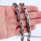 8/12/15MM Wide Fashion Mens Silver Color 316L Stainless Steel Box Chain Byzantine Necklace Wholesale Price