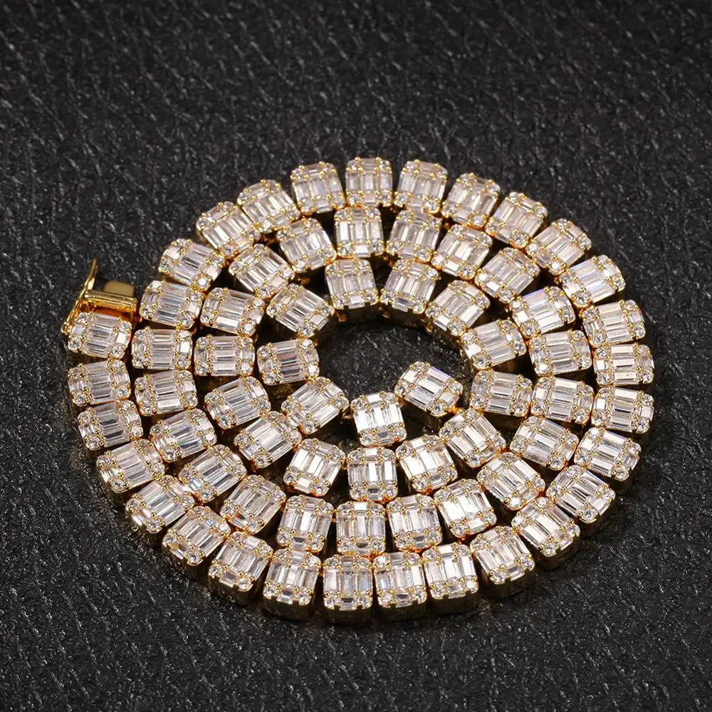 Iced Out Square Tennis Chain Choker Necklace — Copper Alloy