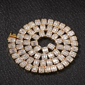 Iced Out Square Tennis Chain Choker Necklace — Copper Alloy