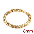 6/8/10mm Width Punk Byzantine Chain Bracelet for Men Gold Black Silver Color Stainless Steel Mens Heavy Bracelets Jewelry