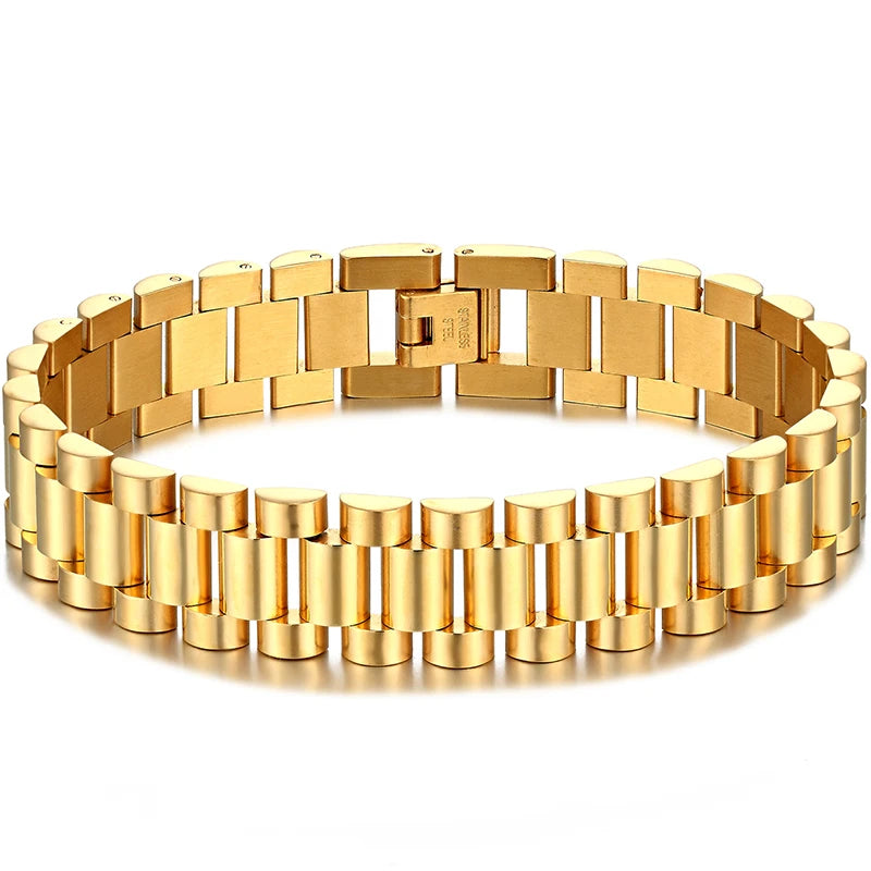 316L Stainless Steel Bracelet For Man Women 15MM Wide Link Watch Chain Men's Bracelets Necklaces Mannen Armband Hand