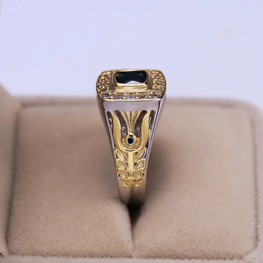 Luxury 925 Ring for Men Natural 2 Carat Sapphire with Diamond Jewelry Anillos De Bizuteria Anillos Gemstone Rings Box