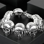 Steampunk Rock Skull Bracelet for Men In Waterproof Stainless Steel Skeleton Men's Bracelet Man Bike Jewelry Boys