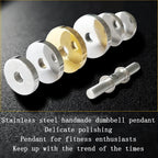 Barbell Fitness Pendant Necklace — Stainless Steel
