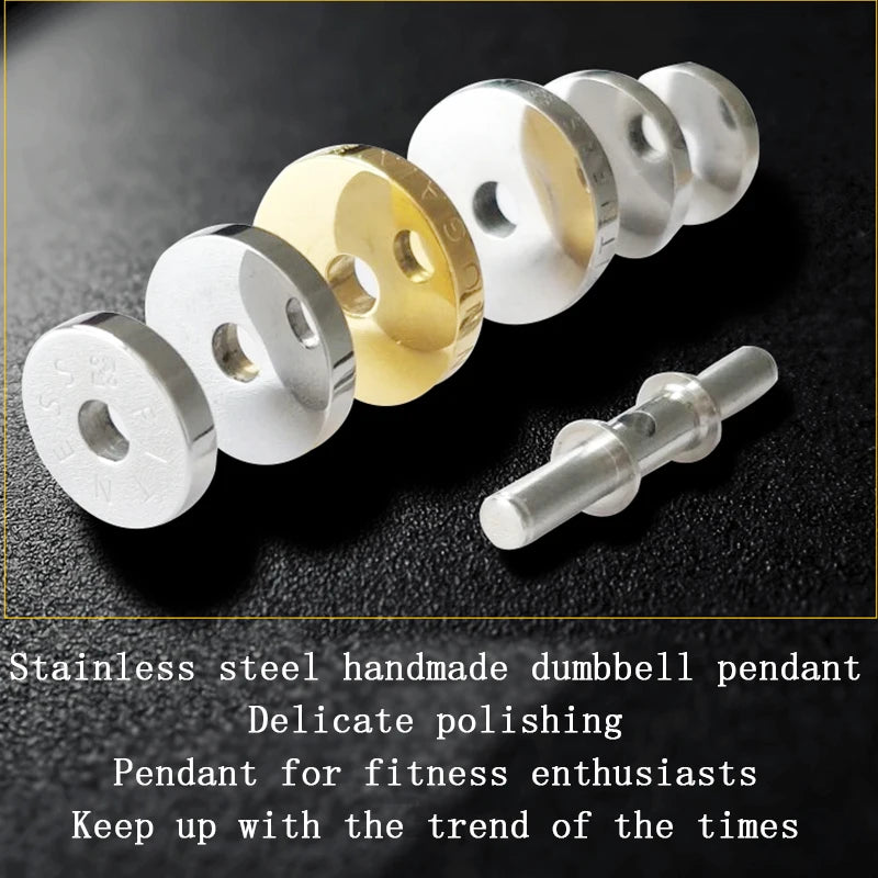 Barbell Fitness Pendant Necklace — Stainless Steel