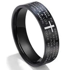 English Titanium Steel Christian Cross Bible Ring for Men and Women Personalized Ring Customize Ring Engraved Ring