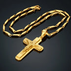 Religious Bible Jesus Cross Pendant Male Gold Color Stainless Steel Chain Crucifix Necklace For Men Christian Jewelry