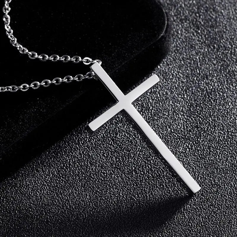 Minimalist Cross Pendant Necklace — Silver