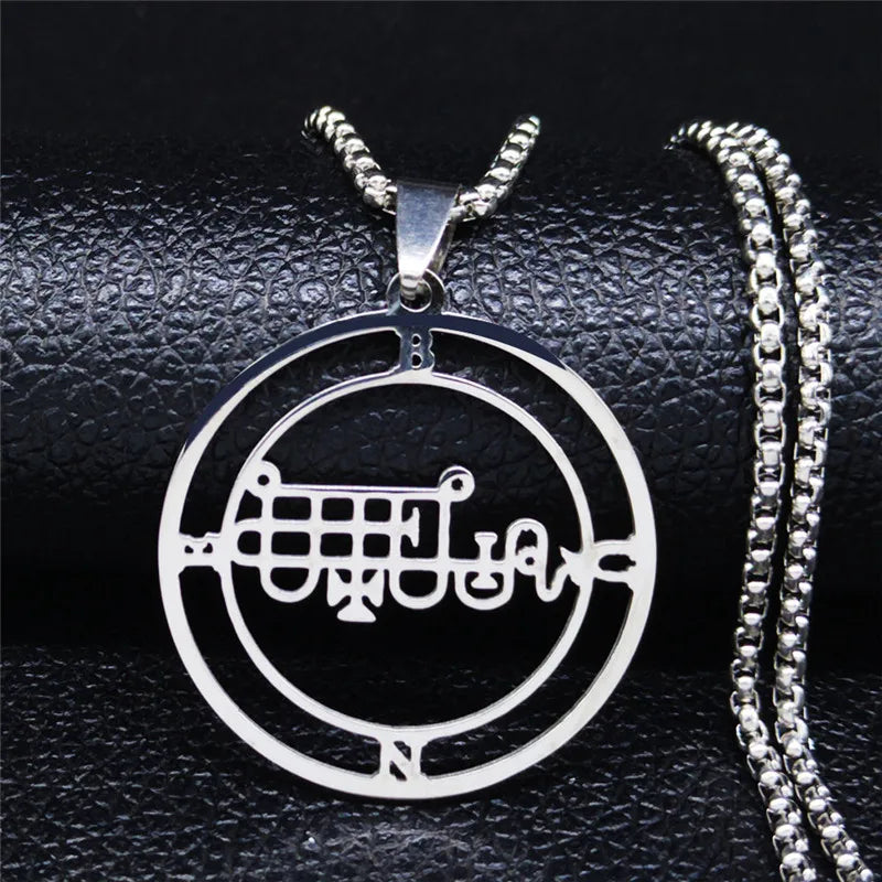 Demon Seal Silver Chain Necklace — Stainless Steel