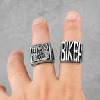 Locomotive Motorcycle Biker Letter Stainless Steel Mens Rings Punk Hip Hop for Male Boyfriend Jewelry Creativity Gift