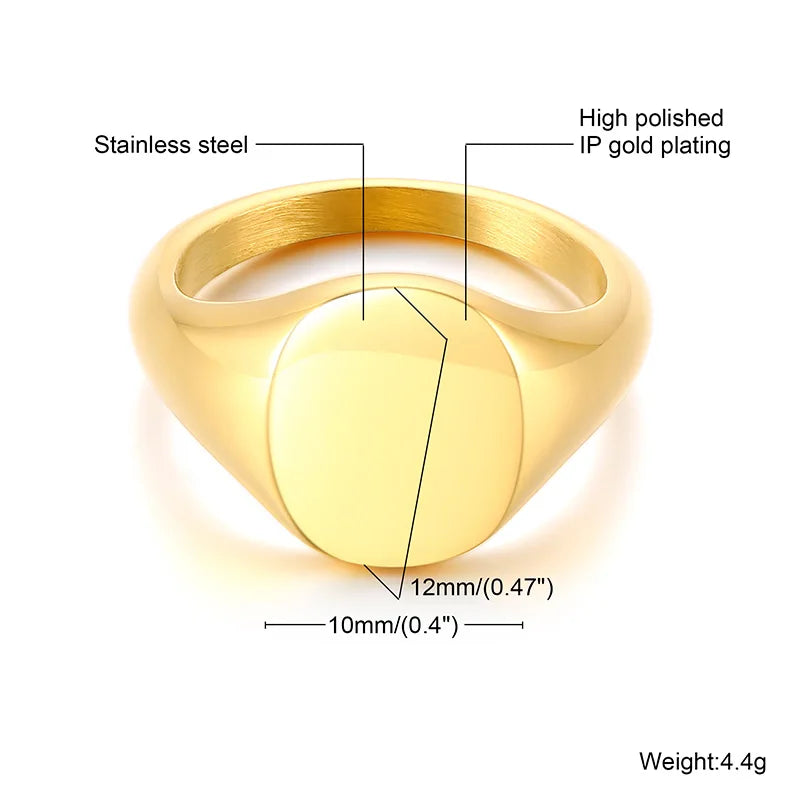 Lotus Signet Pinky Ring — Stainless Steel