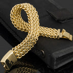 Luxury Yellow Gold Color Bracelet For Men 18MM Wide Stainless Steel Men's Chain Bracelets Metal Jewelry Gifts For