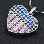 American Flag Heart Pendant — 925 Silver