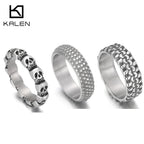 Kalen Punk 316L Stainless Steel Men's Ring Skull Finger Rings Fashion Biker Party Jewelry Round Anillos Accessories Size 8-12