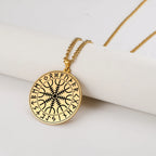 Dawapara Nordic Symbol of Norse Compass In Rune Circle Vegvisir Pendant Necklace Stainless Steel Jewelry Amulet Necklace