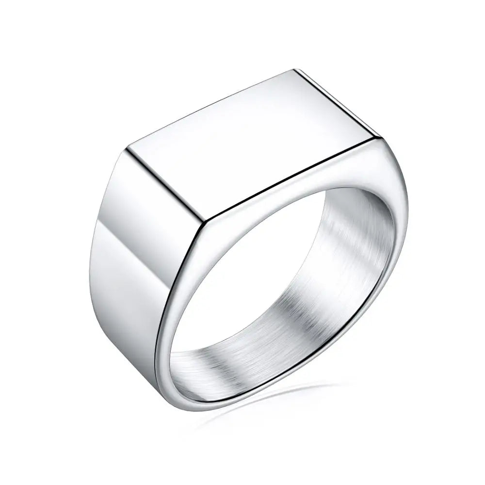 Smooth Signet Ring — Stainless Steel