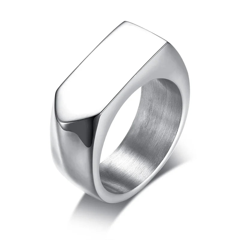 Geometric Arrow Square Men Ring,Punk Stainless Steel Signet Ring Stamp Ring Thumb Ring,Minimalist Jewelry Gifts