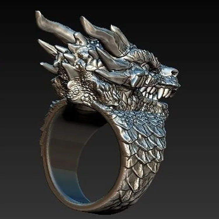 Milangirl Vintage Punk Gothic Ring Dragon Ring Men's Fashion Dragon Man Ring Jewelry