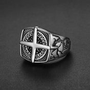 Viking Pirate Compass Geometric Ring — Stainless Steel