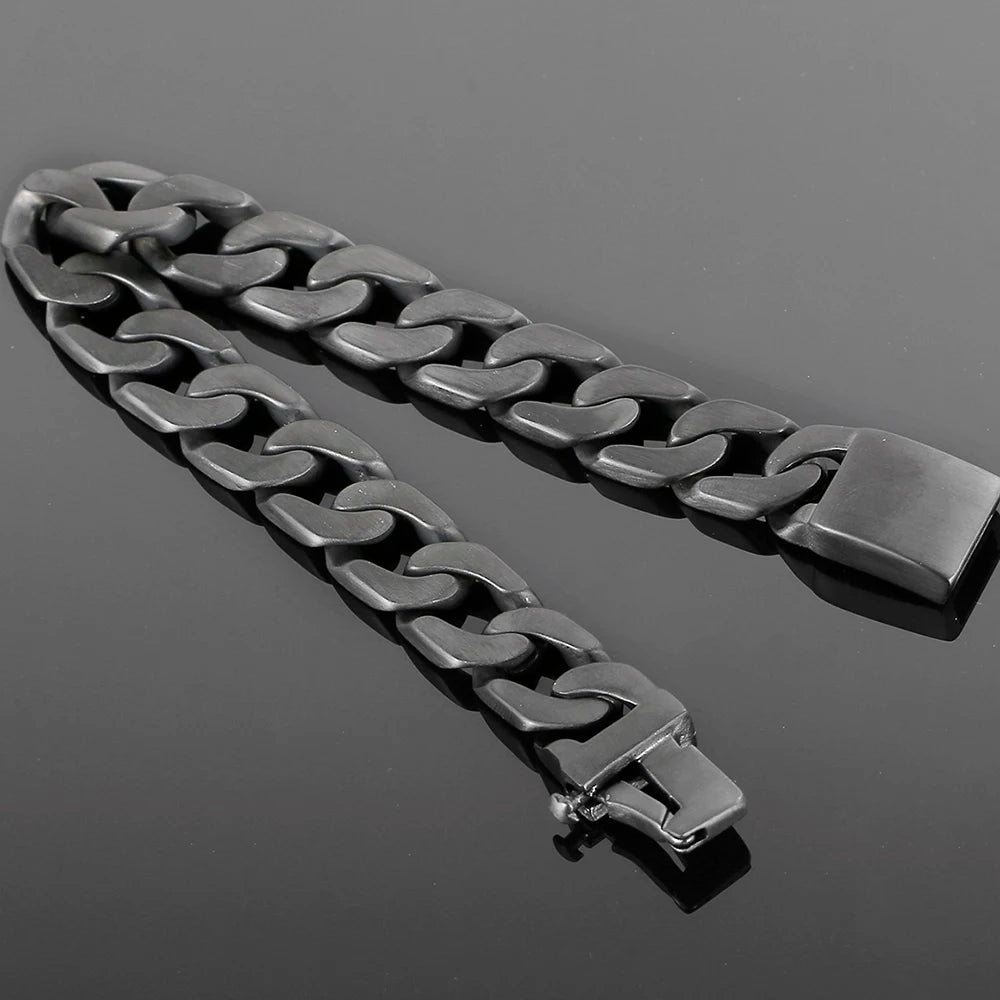 Polished Brushed Matte Black Stainless Steel Bracelet For Men Mannen Armband Jewelry Accessories 12/13/18MM On Hand