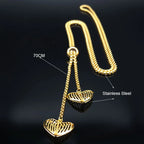 Heart Gold Pendant Long Acero Inoxidable Joyeria