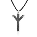 Viking Rune Algiz Double Wolf Pendant — Stainless Steel