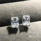 Iced Out Rectangular CZ Stud Earrings for Women — Minimalist