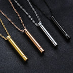 Cylinder Memorial Urn Pendant — Stainless Steel