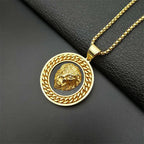 Lion Head Cuban Chain Pendant — Gold