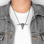 Bison Skull Animal Stainless Steel Men Necklaces Pendants Chain Punk HipHop for Boyfriend Male Jewelry Creativity Gift Wholesale