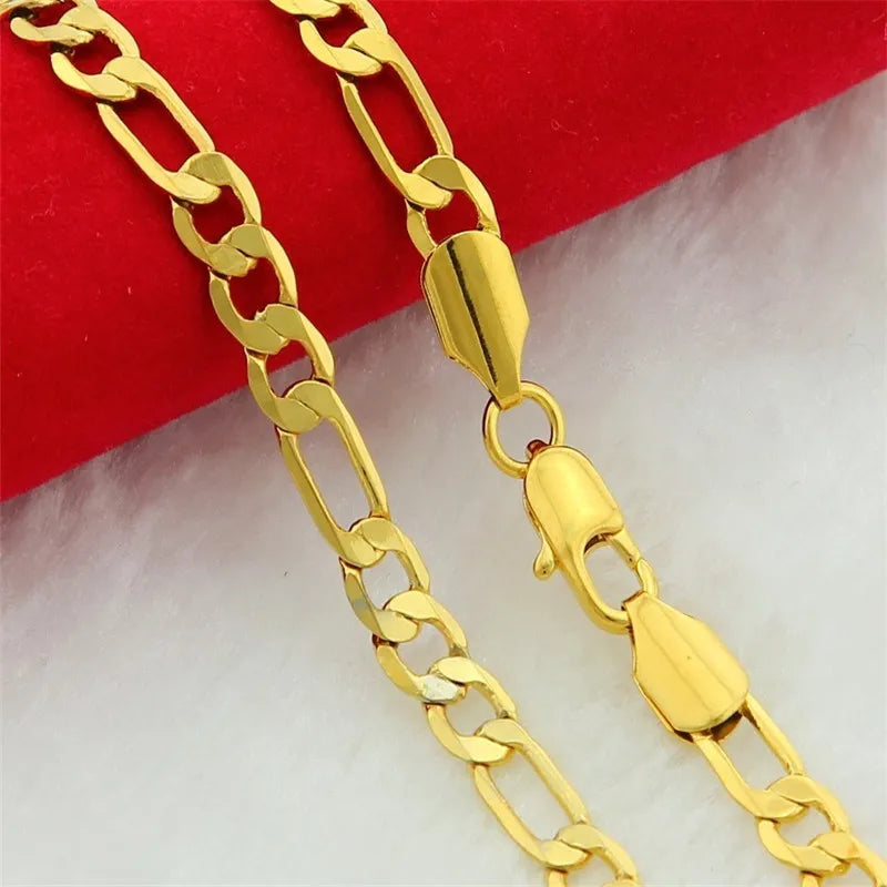 Hip Hop Mens Necklace 4/6/8mm Curb Cuban Chain Gold Color Filled Jewelry Necklaces Party Daily Wear 50-75cm